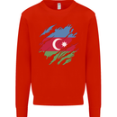 Torn Azerbaijan Flag Azerbaijani Day Football Kids Sweatshirt Jumper Bright Red