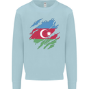 Torn Azerbaijan Flag Azerbaijani Day Football Kids Sweatshirt Jumper Light Blue