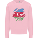 Torn Azerbaijan Flag Azerbaijani Day Football Kids Sweatshirt Jumper Light Pink