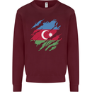Torn Azerbaijan Flag Azerbaijani Day Football Kids Sweatshirt Jumper Maroon