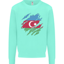 Torn Azerbaijan Flag Azerbaijani Day Football Kids Sweatshirt Jumper Peppermint