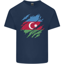 Torn Azerbaijan Flag Azerbaijani Day Football Kids T-Shirt Childrens Navy Blue