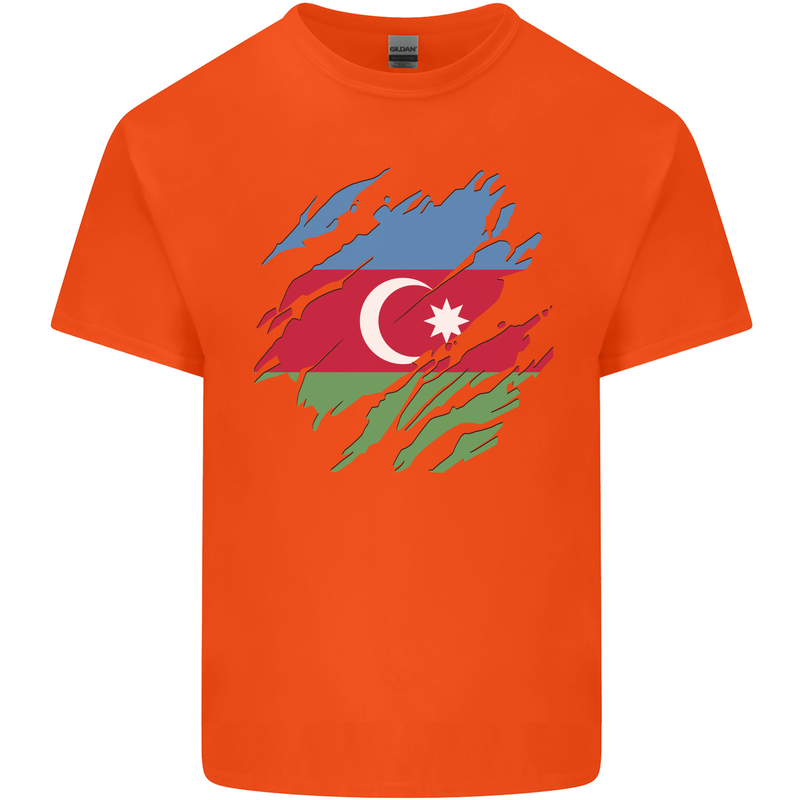 Torn Azerbaijan Flag Azerbaijani Day Football Kids T-Shirt Childrens Orange