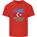 Torn Azerbaijan Flag Azerbaijani Day Football Kids T-Shirt Childrens Red