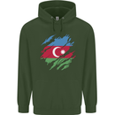 Torn Azerbaijan Flag Azerbaijani Day Football Mens 80% Cotton Hoodie Forest Green