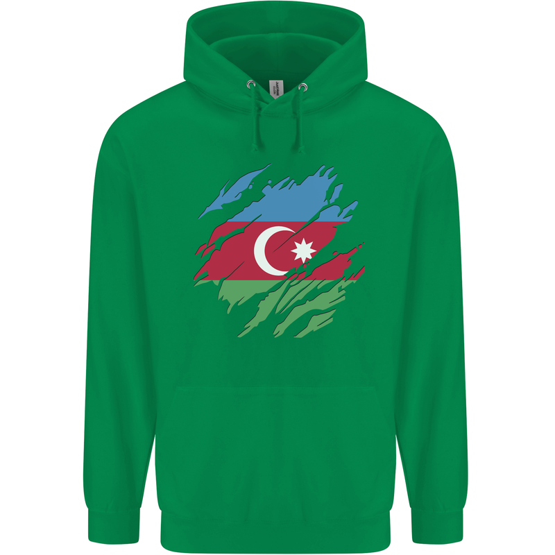 Torn Azerbaijan Flag Azerbaijani Day Football Mens 80% Cotton Hoodie Irish Green