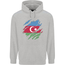 Torn Azerbaijan Flag Azerbaijani Day Football Mens 80% Cotton Hoodie Sports Grey