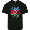 Torn Azerbaijan Flag Azerbaijani Day Football Mens Cotton T-Shirt Tee Top Black