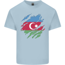Torn Azerbaijan Flag Azerbaijani Day Football Mens Cotton T-Shirt Tee Top Light Blue