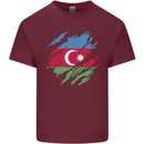 Torn Azerbaijan Flag Azerbaijani Day Football Mens Cotton T-Shirt Tee Top Maroon