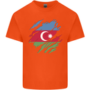 Torn Azerbaijan Flag Azerbaijani Day Football Mens Cotton T-Shirt Tee Top Orange