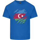 Torn Azerbaijan Flag Azerbaijani Day Football Mens Cotton T-Shirt Tee Top Royal Blue