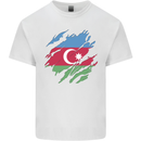 Torn Azerbaijan Flag Azerbaijani Day Football Mens Cotton T-Shirt Tee Top White
