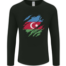 Torn Azerbaijan Flag Azerbaijani Day Football Mens Long Sleeve T-Shirt Black