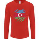 Torn Azerbaijan Flag Azerbaijani Day Football Mens Long Sleeve T-Shirt Red