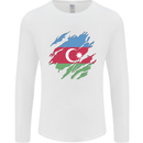 Torn Azerbaijan Flag Azerbaijani Day Football Mens Long Sleeve T-Shirt White