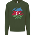 Torn Azerbaijan Flag Azerbaijani Day Football Mens Sweatshirt Jumper Forest Green
