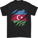 Torn Azerbaijan Flag Azerbaijani Day Football Mens T-Shirt 100% Cotton Black