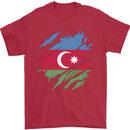 Torn Azerbaijan Flag Azerbaijani Day Football Mens T-Shirt 100% Cotton Red