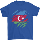 Torn Azerbaijan Flag Azerbaijani Day Football Mens T-Shirt 100% Cotton Royal Blue