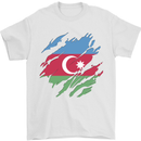 Torn Azerbaijan Flag Azerbaijani Day Football Mens T-Shirt 100% Cotton White