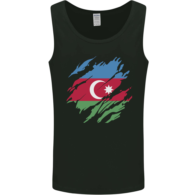 Torn Azerbaijan Flag Azerbaijani Day Football Mens Vest Tank Top Black