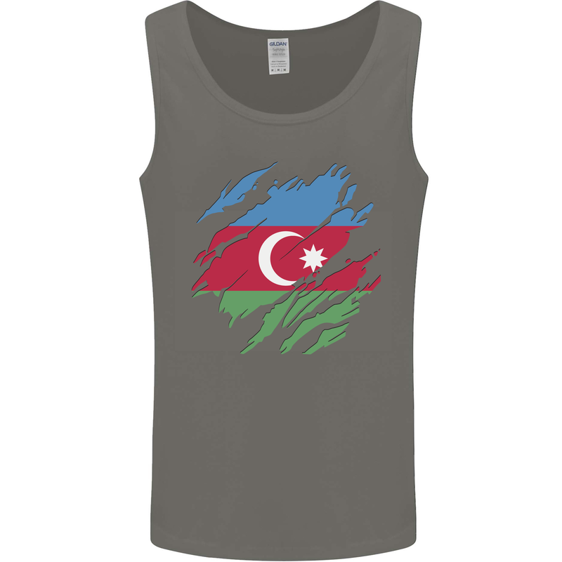 Torn Azerbaijan Flag Azerbaijani Day Football Mens Vest Tank Top Charcoal