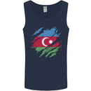 Torn Azerbaijan Flag Azerbaijani Day Football Mens Vest Tank Top Navy Blue