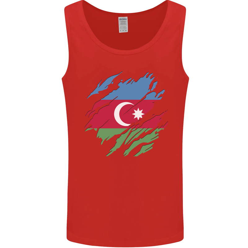 Torn Azerbaijan Flag Azerbaijani Day Football Mens Vest Tank Top Red