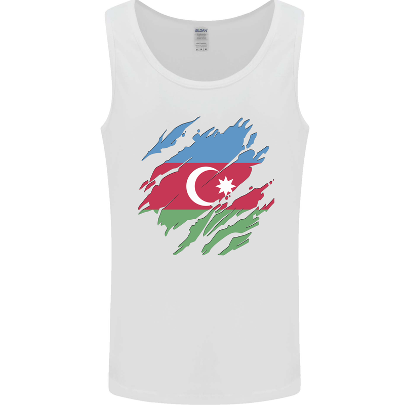 Torn Azerbaijan Flag Azerbaijani Day Football Mens Vest Tank Top White