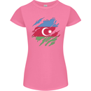 Torn Azerbaijan Flag Azerbaijani Day Football Womens Petite Cut T-Shirt Azalea