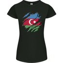 Torn Azerbaijan Flag Azerbaijani Day Football Womens Petite Cut T-Shirt Black