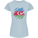 Torn Azerbaijan Flag Azerbaijani Day Football Womens Petite Cut T-Shirt Light Blue