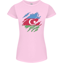 Torn Azerbaijan Flag Azerbaijani Day Football Womens Petite Cut T-Shirt Light Pink