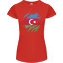 Torn Azerbaijan Flag Azerbaijani Day Football Womens Petite Cut T-Shirt Red