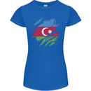 Torn Azerbaijan Flag Azerbaijani Day Football Womens Petite Cut T-Shirt Royal Blue