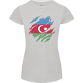Torn Azerbaijan Flag Azerbaijani Day Football Womens Petite Cut T-Shirt Sports Grey