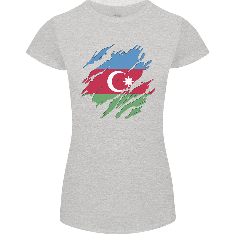 Torn Azerbaijan Flag Azerbaijani Day Football Womens Petite Cut T-Shirt Sports Grey