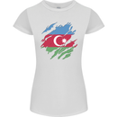 Torn Azerbaijan Flag Azerbaijani Day Football Womens Petite Cut T-Shirt White