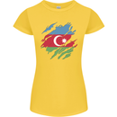 Torn Azerbaijan Flag Azerbaijani Day Football Womens Petite Cut T-Shirt Yellow