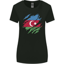Torn Azerbaijan Flag Azerbaijani Day Football Womens Wider Cut T-Shirt Black
