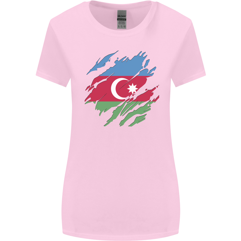 Torn Azerbaijan Flag Azerbaijani Day Football Womens Wider Cut T-Shirt Light Pink