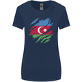 Torn Azerbaijan Flag Azerbaijani Day Football Womens Wider Cut T-Shirt Navy Blue