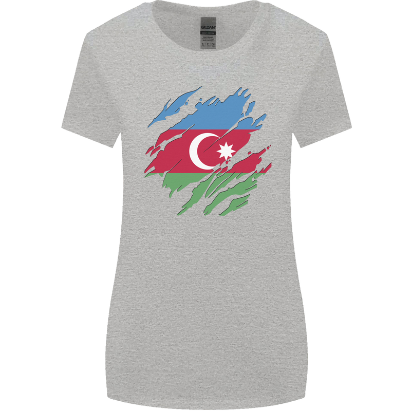 Torn Azerbaijan Flag Azerbaijani Day Football Womens Wider Cut T-Shirt Sports Grey