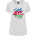 Torn Azerbaijan Flag Azerbaijani Day Football Womens Wider Cut T-Shirt White