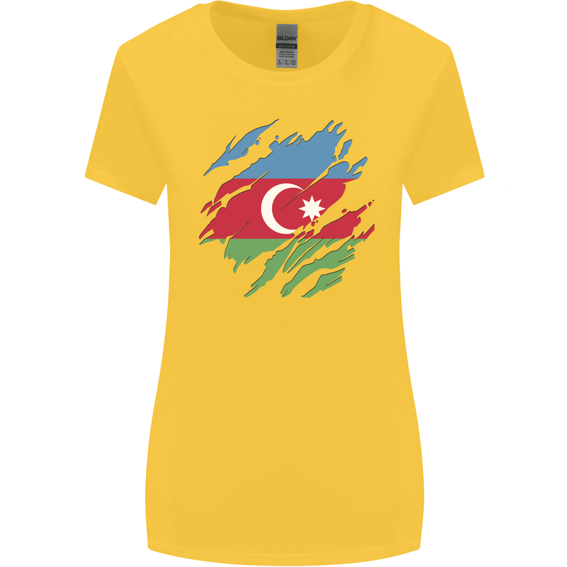 Torn Azerbaijan Flag Azerbaijani Day Football Womens Wider Cut T-Shirt Yellow