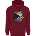 Torn Bahamas Flag Bahamians Day Football Childrens Kids Hoodie Maroon