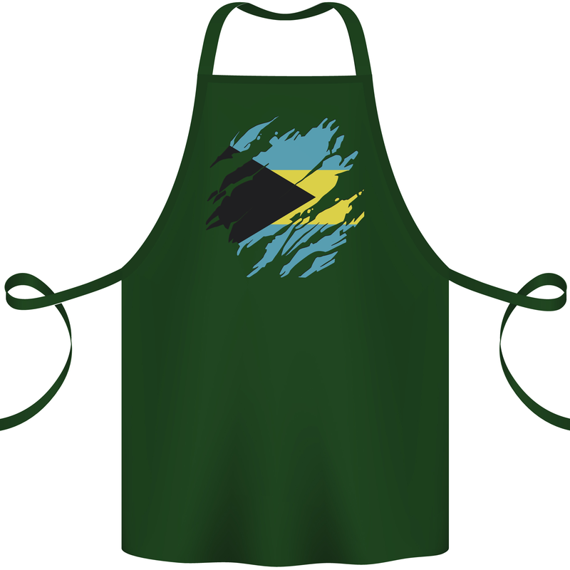 Torn Bahamas Flag Bahamians Day Football Cotton Apron 100% Organic Forest Green