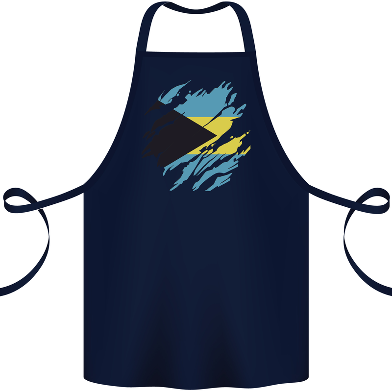 Torn Bahamas Flag Bahamians Day Football Cotton Apron 100% Organic Navy Blue