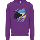 Torn Bahamas Flag Bahamians Day Football Kids Sweatshirt Jumper Purple